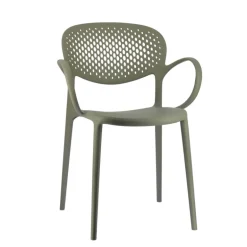 Abby Connubia® Fauteuil empilable en polypropylène recyclé avec dossier microperforé