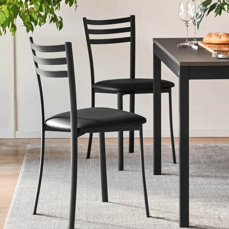 Ace 1320 Chaise de cuisine en métal avec assise en simili rembourrée
