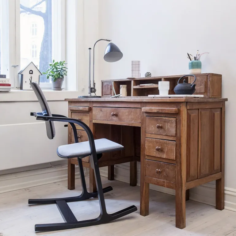 Actulum Varier® Fauteuil de bureau ergonomique à bascule en tissu et bois