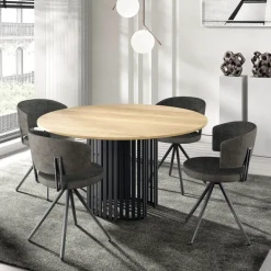 Adagio Chaise moderne pivotante en tissu et pieds métal