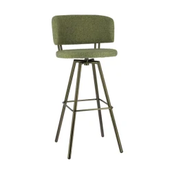 Adagio Tabouret de bar moderne pivotant en tissu et pieds métal