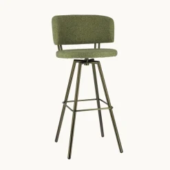 Adagio Tabouret de bar moderne pivotant en tissu et pieds métal