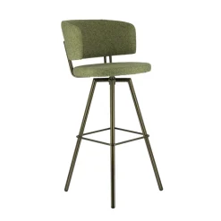 Adagio Tabouret de bar moderne pivotant en tissu et pieds métal