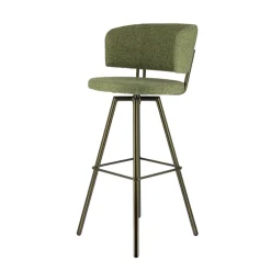 Adagio Tabouret de bar moderne pivotant en tissu et pieds métal