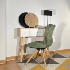 Adèle Chaise confortable en tissu pieds bois