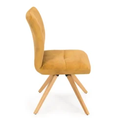 Adèle Chaise en tissu pivotante confortable avec pieds bois