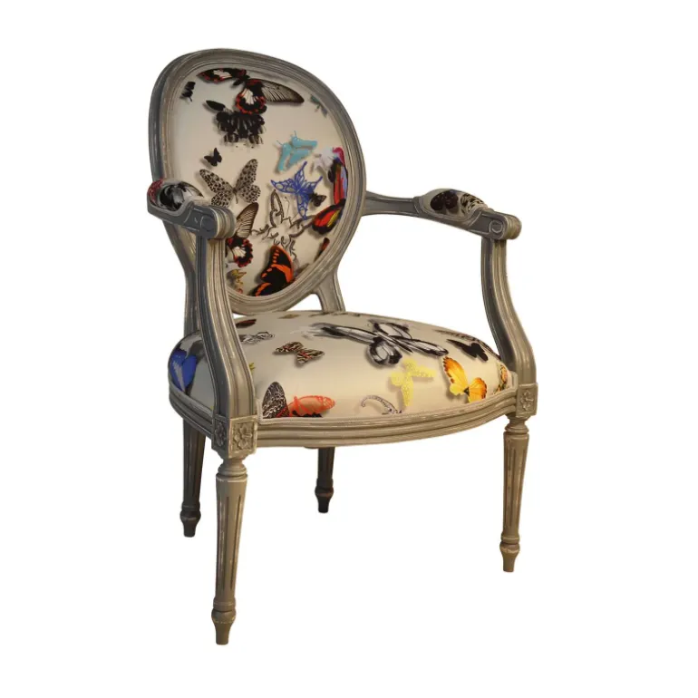 Adrien Fauteuil Louis XVI médaillon revisité fabrication française