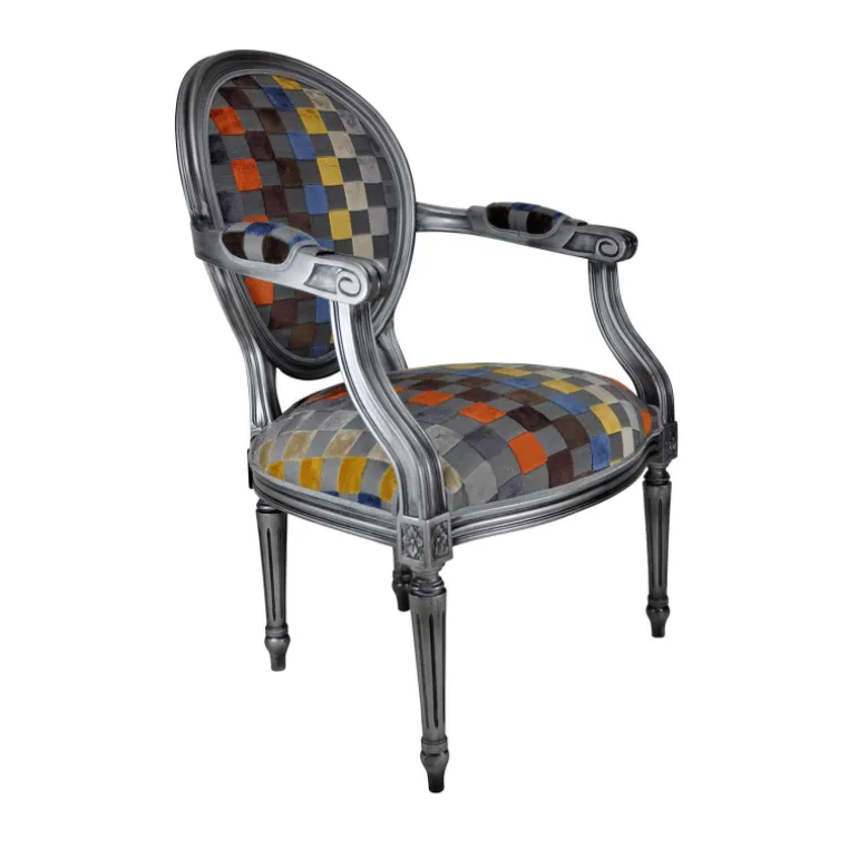 Adrien Fauteuil Louis XVI médaillon revisité fabrication française