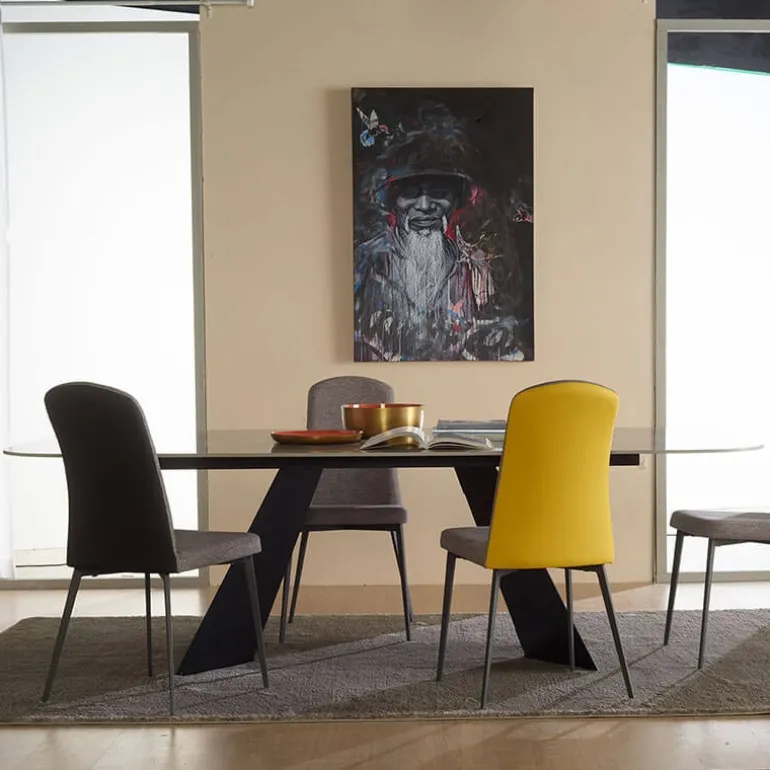 Alba Chaise contemporaine bimatière avec pieds en métal