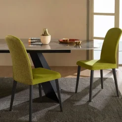 Alba Chaise en tissu bicolore pieds en bois