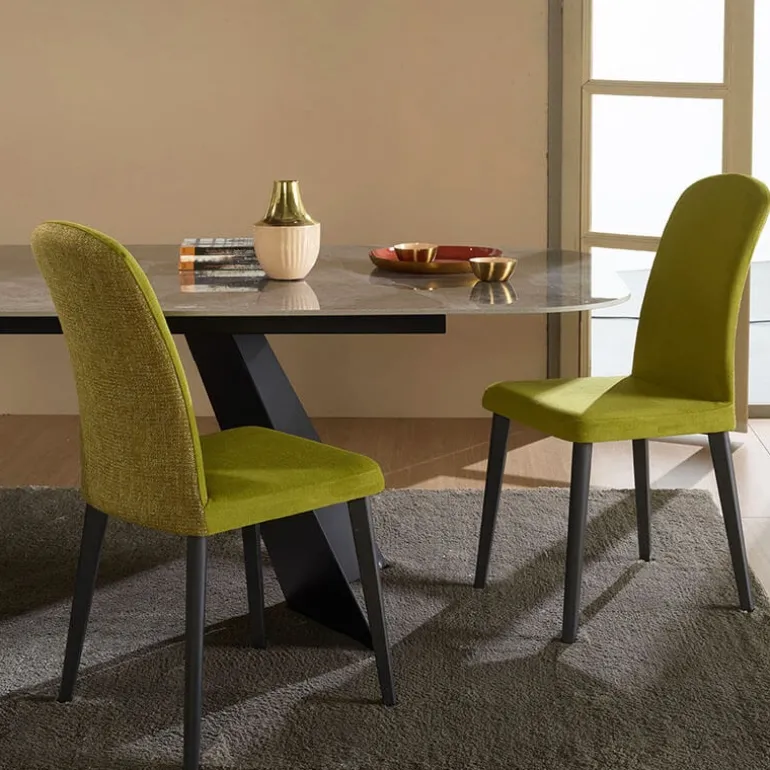 Alba Chaise en tissu bicolore pieds en bois