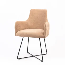 Anders diamant Fauteuil design en tissu dos matelassé et pieds métal