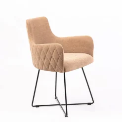 Anders diamant Fauteuil design en tissu dos matelassé et pieds métal