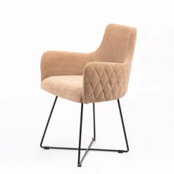 Anders diamant Fauteuil design en tissu dos matelassé et pieds métal