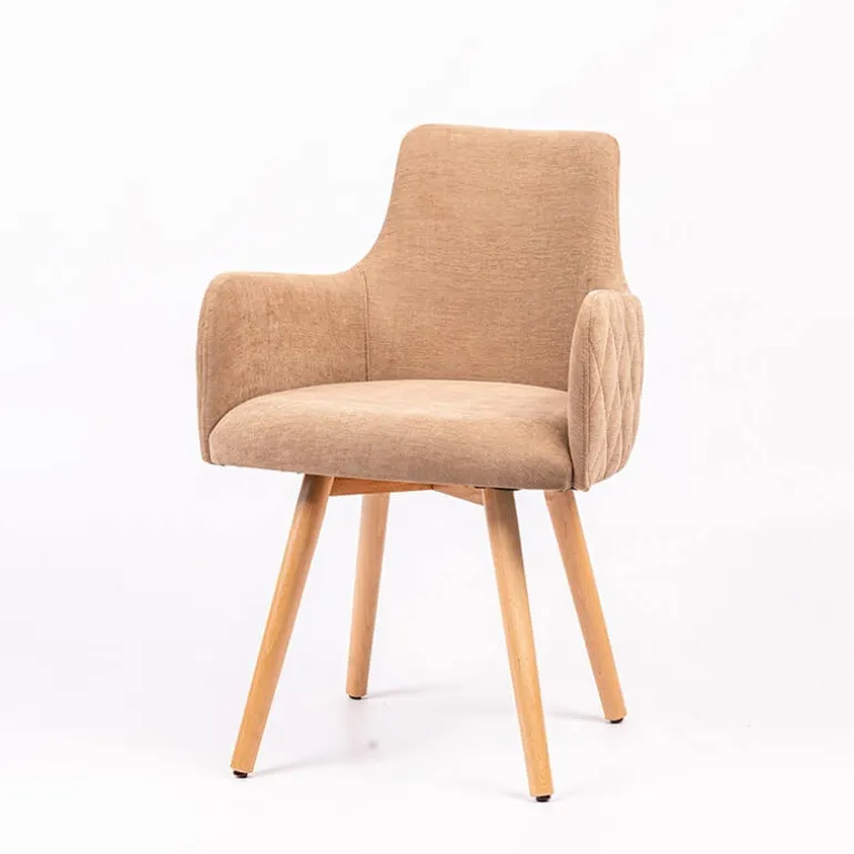 Anders diamant Fauteuil en tissu dos matelassé et pieds en bois