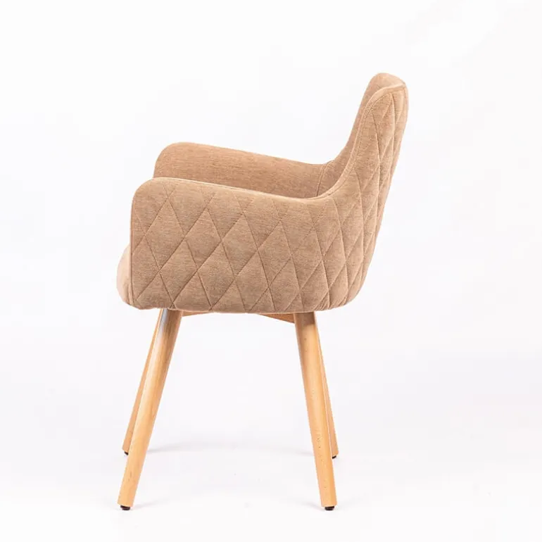 Anders diamant Fauteuil en tissu dos matelassé et pieds en bois