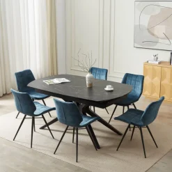 AngèleTable moderne extensible en céramique pieds métal