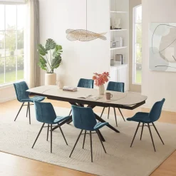 AngèleTable moderne extensible en céramique pieds métal