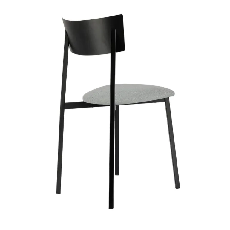 Anémone Carrier® Chaise française avec assise en tissu rembourrée et dossier métal