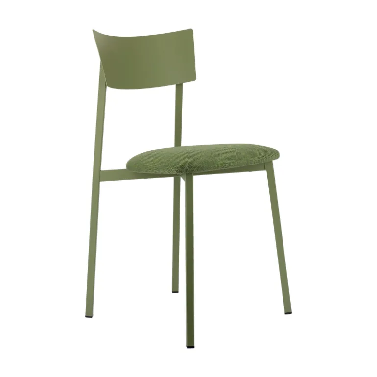 Anémone Carrier® Chaise française avec assise en tissu rembourrée et dossier métal