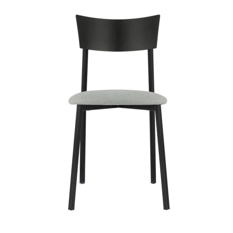 Anémone Carrier® Chaise française avec assise en tissu rembourrée et dossier métal