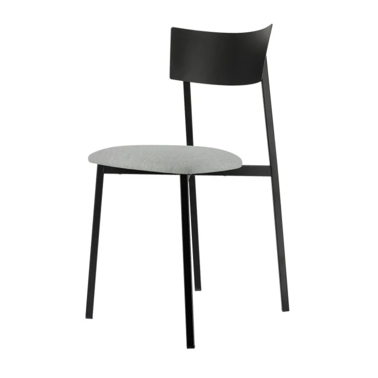 Anémone Carrier® Chaise française avec assise en tissu rembourrée et dossier métal