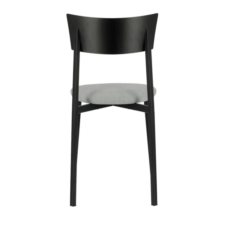 Anémone Carrier® Chaise française avec assise en tissu rembourrée et dossier métal