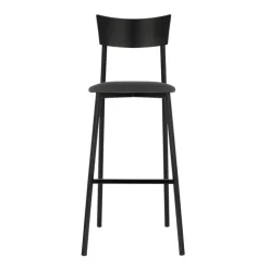 Anémone Carrier® Tabouret de bar français avec assise en tissu rembourrée et dossier métal