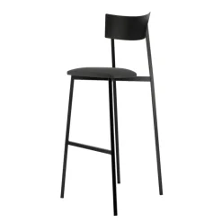 Anémone Carrier® Tabouret de bar français avec assise en tissu rembourrée et dossier métal