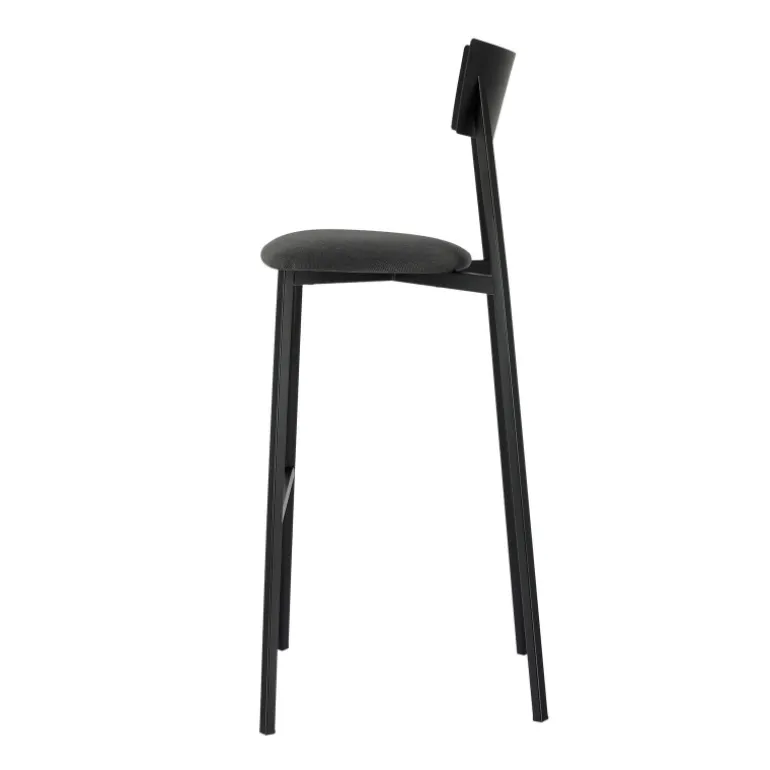 Anémone Carrier® Tabouret de bar français avec assise en tissu rembourrée et dossier métal