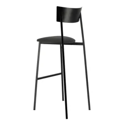 Anémone Carrier® Tabouret de bar français avec assise en tissu rembourrée et dossier métal