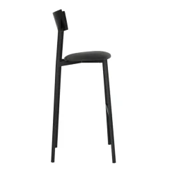 Anémone Carrier® Tabouret de bar français avec assise en tissu rembourrée et dossier métal