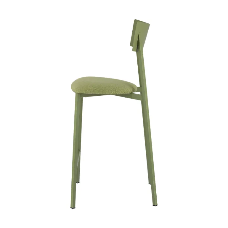 Anémone Carrier® Tabouret snack français avec assise en tissu rembourrée et dossier métal