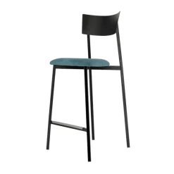 Anémone Carrier® Tabouret snack français avec assise en tissu rembourrée et dossier métal