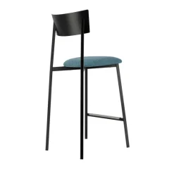 Anémone Carrier® Tabouret snack français avec assise en tissu rembourrée et dossier métal
