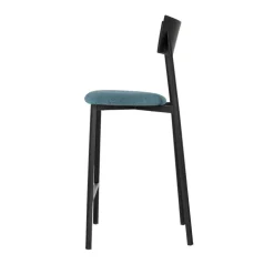 Anémone Carrier® Tabouret snack français avec assise en tissu rembourrée et dossier métal