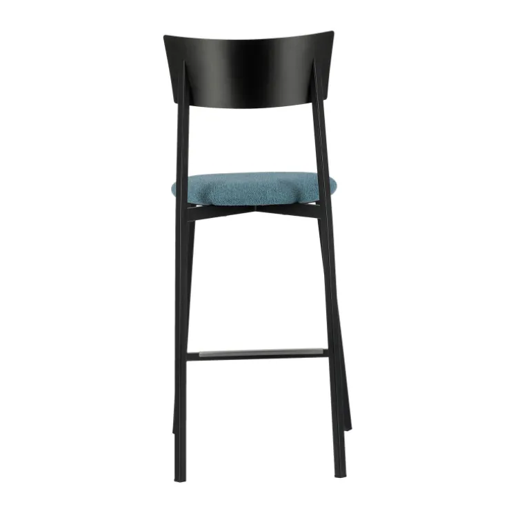 Anémone Carrier® Tabouret snack français avec assise en tissu rembourrée et dossier métal