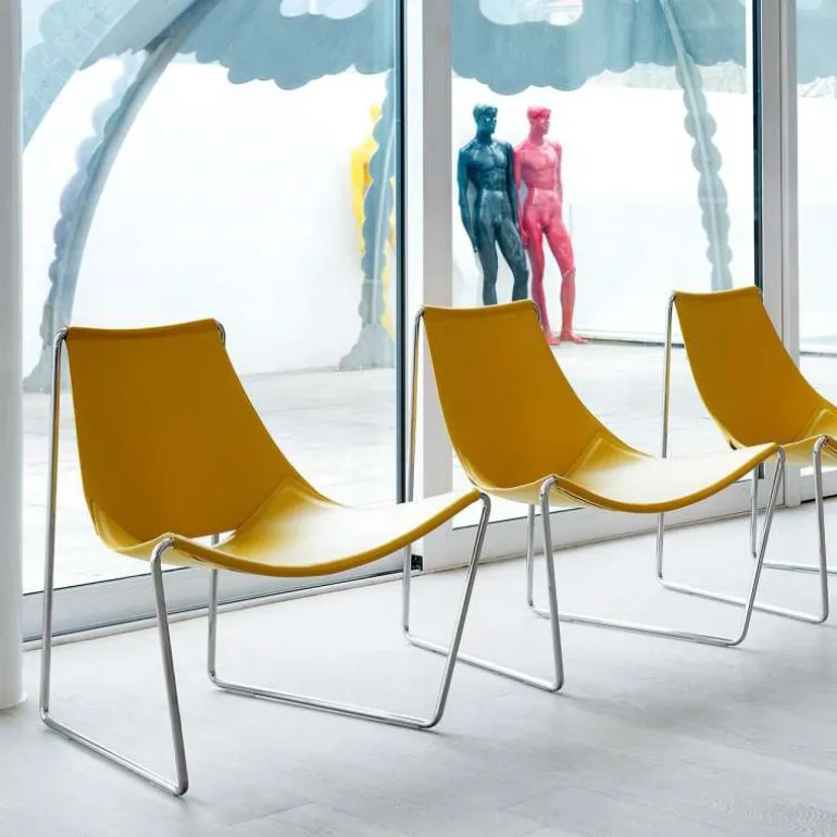 Apelle Midj® Chaise transat design en croûte de cuir et métal