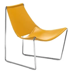 Apelle Midj® Chaise transat design en croûte de cuir et métal