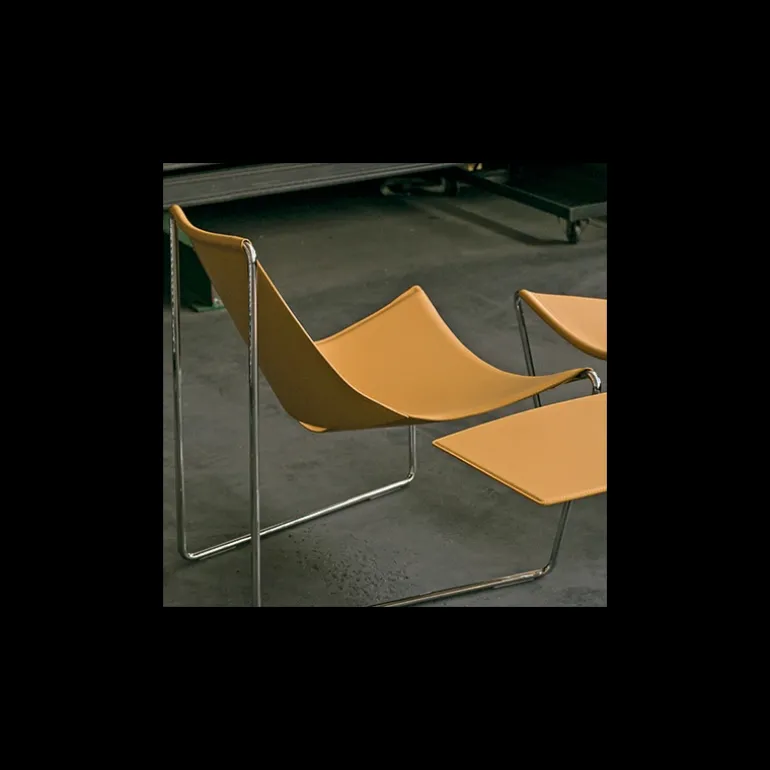 Apelle Midj® Chaise transat design en croûte de cuir et métal