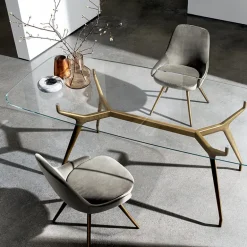 Arkos Sovet® Table design rectangulaire en verre avec bords arrondis