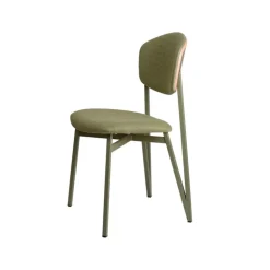 Artémis Carrier® Chaise design française assise et dossier en tissu avec dos bois et pieds en métal