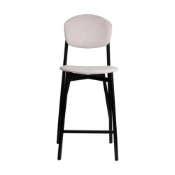 Artémis Carrier® Tabouret snack design français assise et dossier en tissu dos en bois et pieds en métal