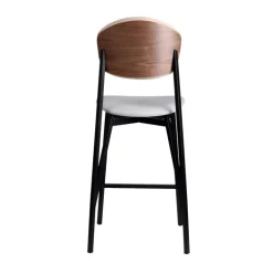 Artémis Carrier® Tabouret snack design français assise en simili dossier bois et pieds en métal