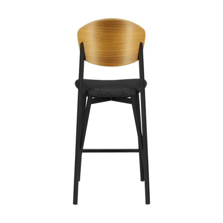 Artémis Carrier® Tabouret snack design français assise en tissu dossier bois et pieds en métal