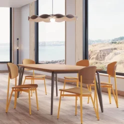 Artémis XL Carrier® Chaise design française avec assise en tissu, dos du dossier bois et pieds en métal