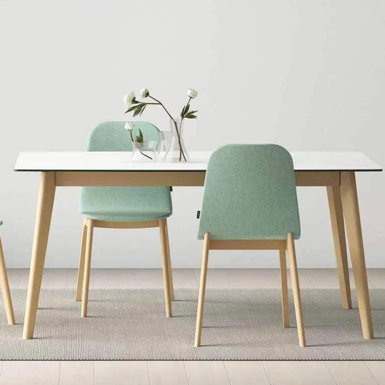 Atlas Table scandinave en céramique avec pieds bois