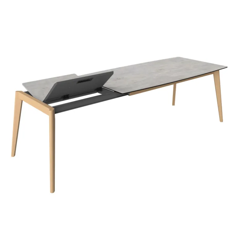 Atlas Table scandinave extensible en céramique avec pieds en bois