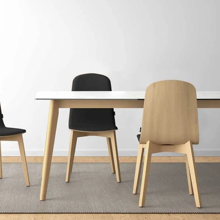 Atlas Table scandinave extensible en céramique avec pieds en bois