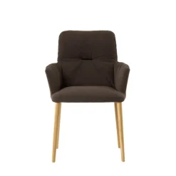 Aura Mobitec® Chaise avec accoudoirs style cocooning en tissu et pieds bois